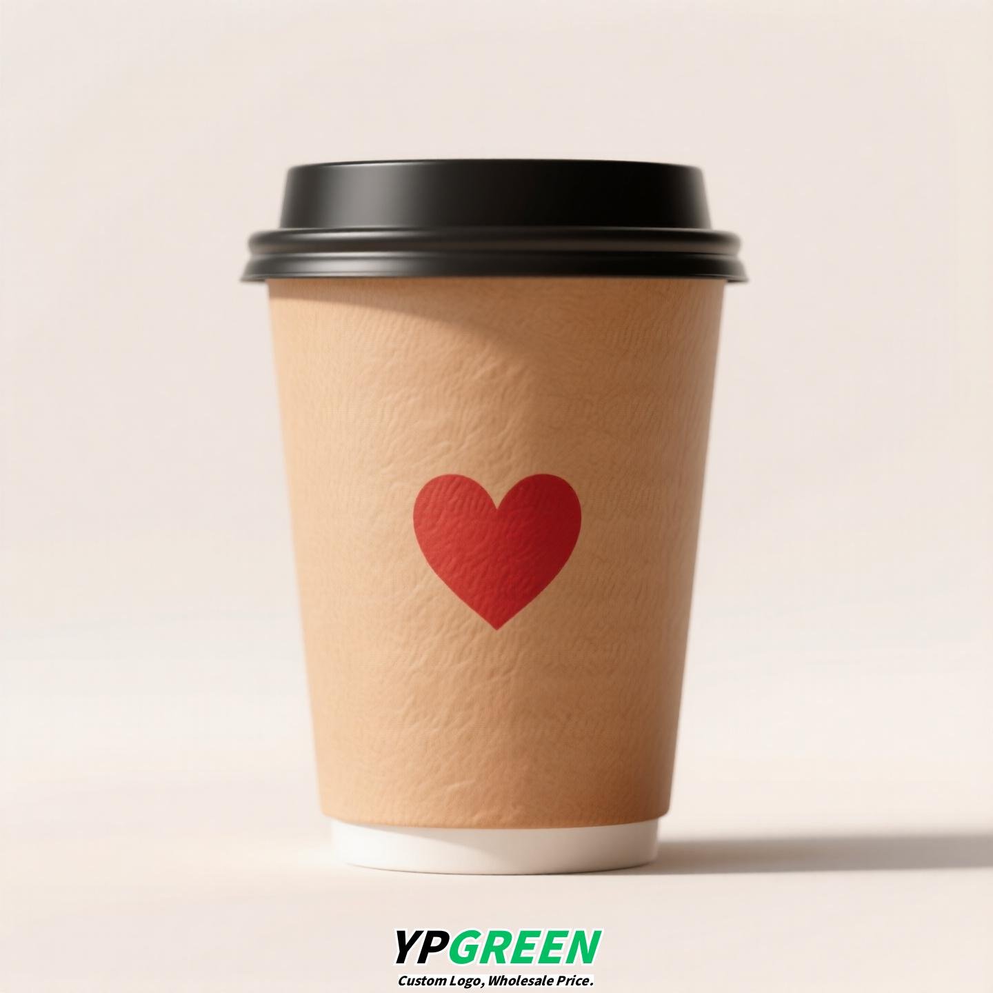 Heart Gold Stamping Disposable Paper Cup Factory - Eco Kraft Coffee Cup 280ml