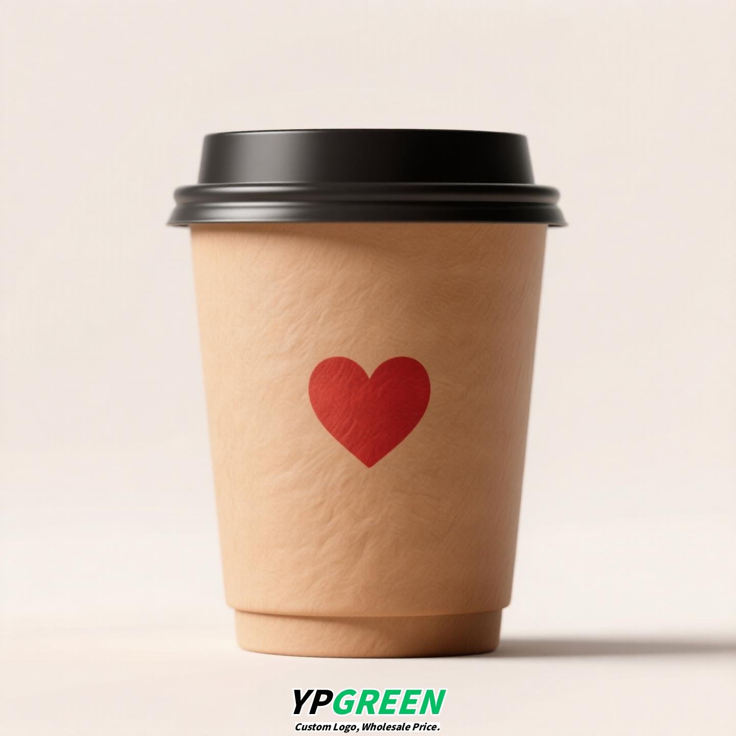 Heart Gold Stamping Disposable Paper Cup Factory - Eco Kraft Coffee Cup 280ml