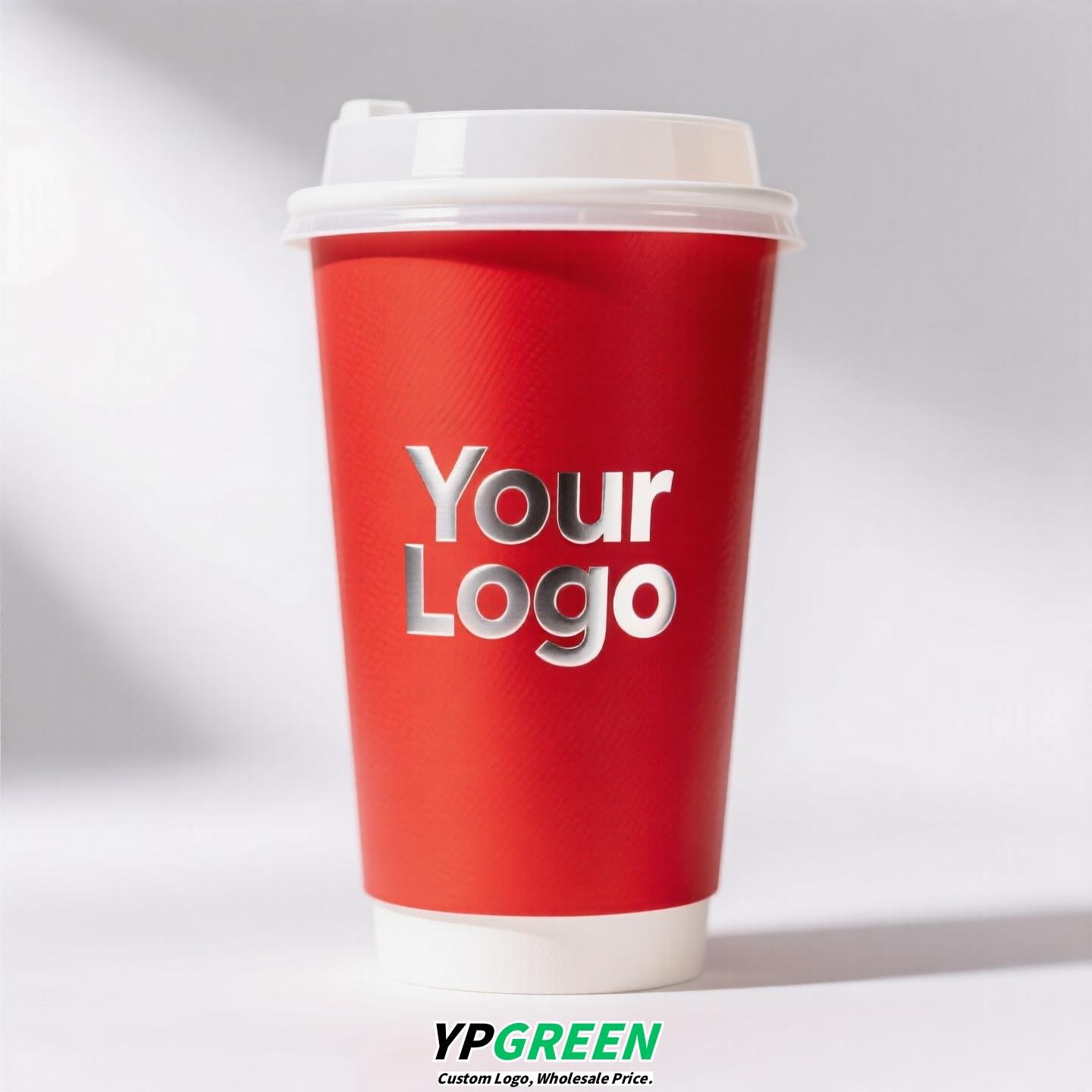 10oz Red Hot Stamping Silver Hollow Paper Cup | 330ml Disposable Coffee Cup | Double Wall Insulated Takeaway Cup