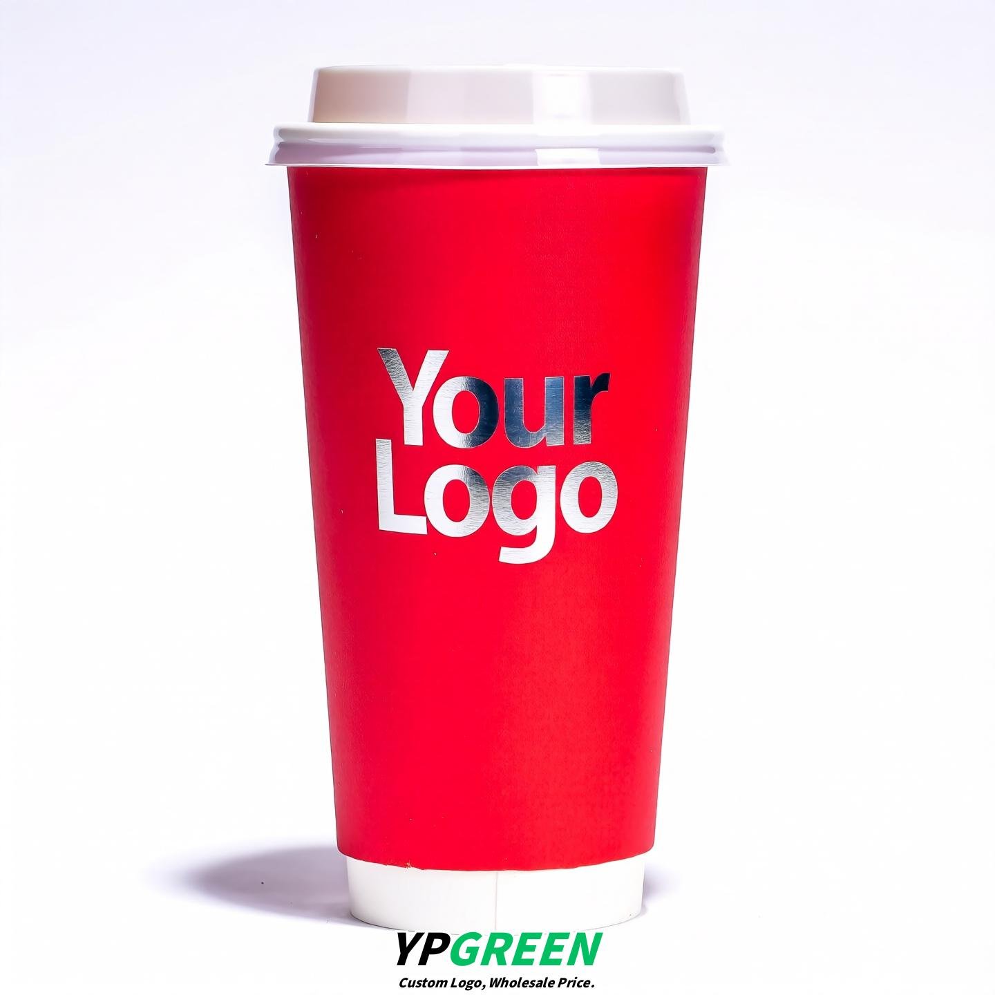 10oz Red Hot Stamping Silver Hollow Paper Cup | 330ml Disposable Coffee Cup | Double Wall Insulated Takeaway Cup