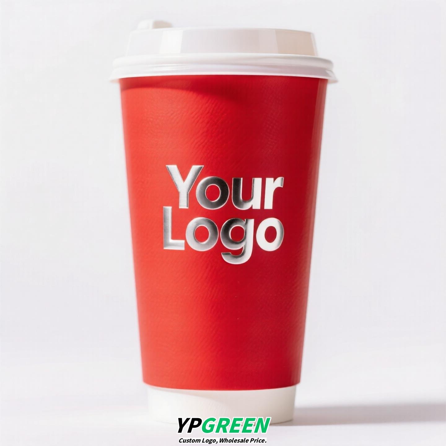 10oz Red Hot Stamping Silver Hollow Paper Cup | 330ml Disposable Coffee Cup | Double Wall Insulated Takeaway Cup