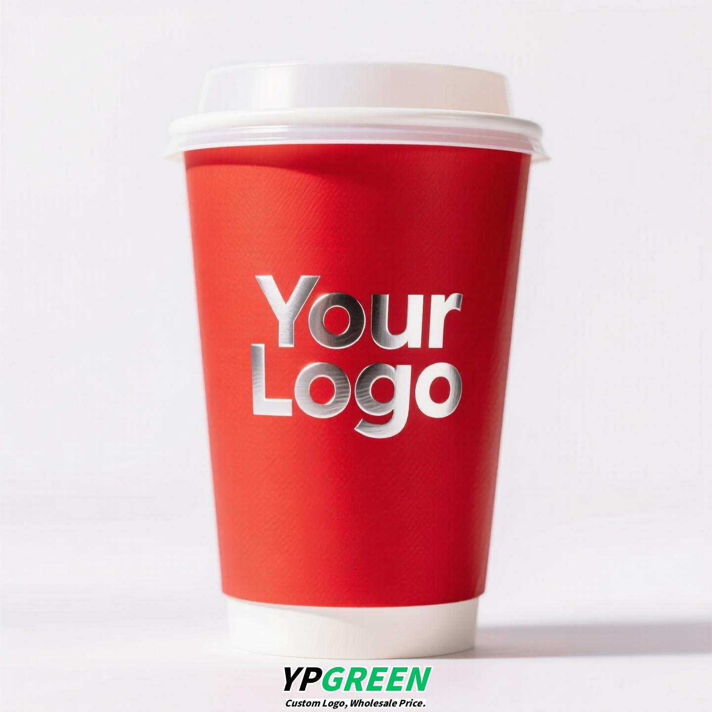 10oz Red Hot Stamping Silver Hollow Paper Cup | 330ml Disposable Coffee Cup | Double Wall Insulated Takeaway Cup