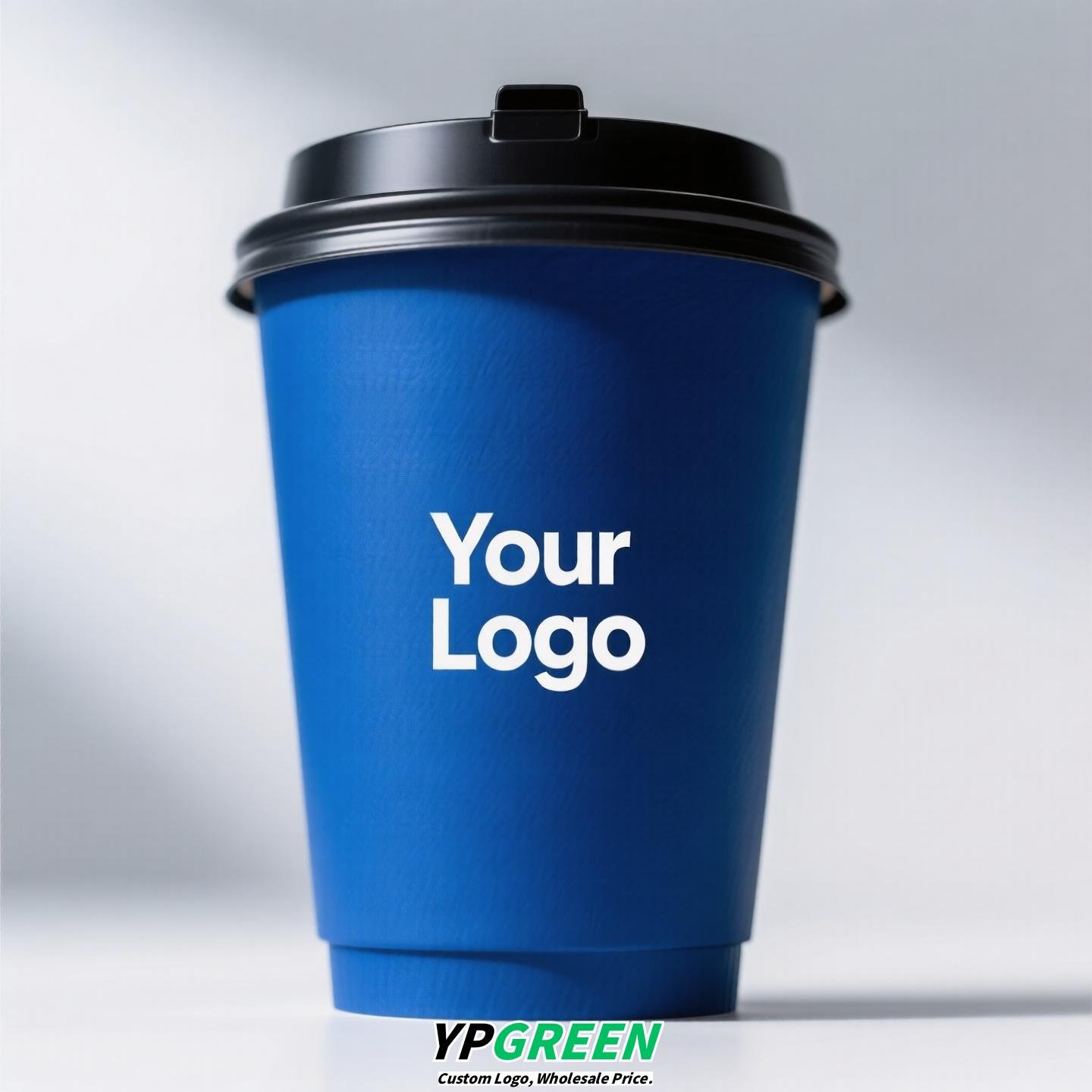 UV-Printed Hollow Paper Cup 9x6x8.5cm | Corrugated Cup Holder + Insulated Bag + PLA Straw