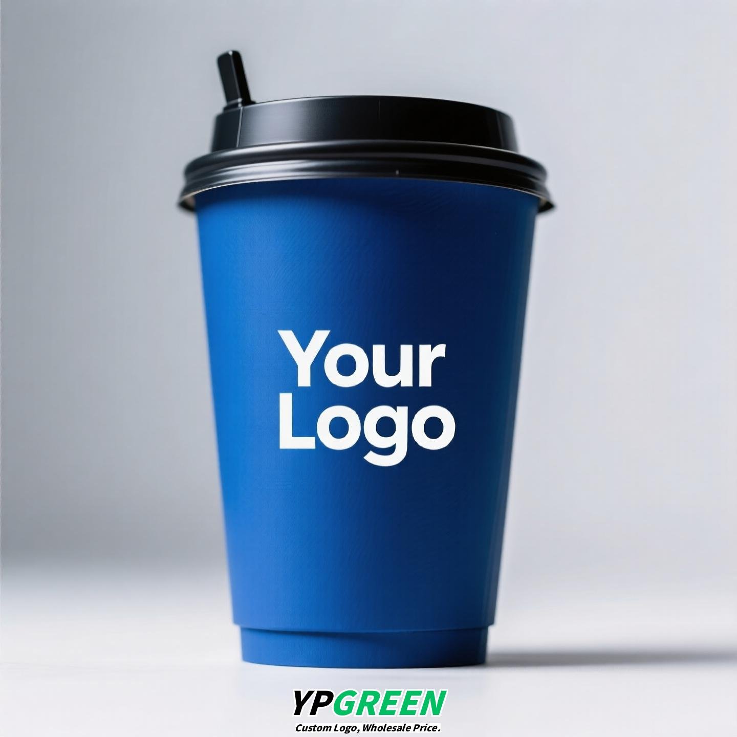 UV-Printed Hollow Paper Cup 9x6x8.5cm | Corrugated Cup Holder + Insulated Bag + PLA Straw