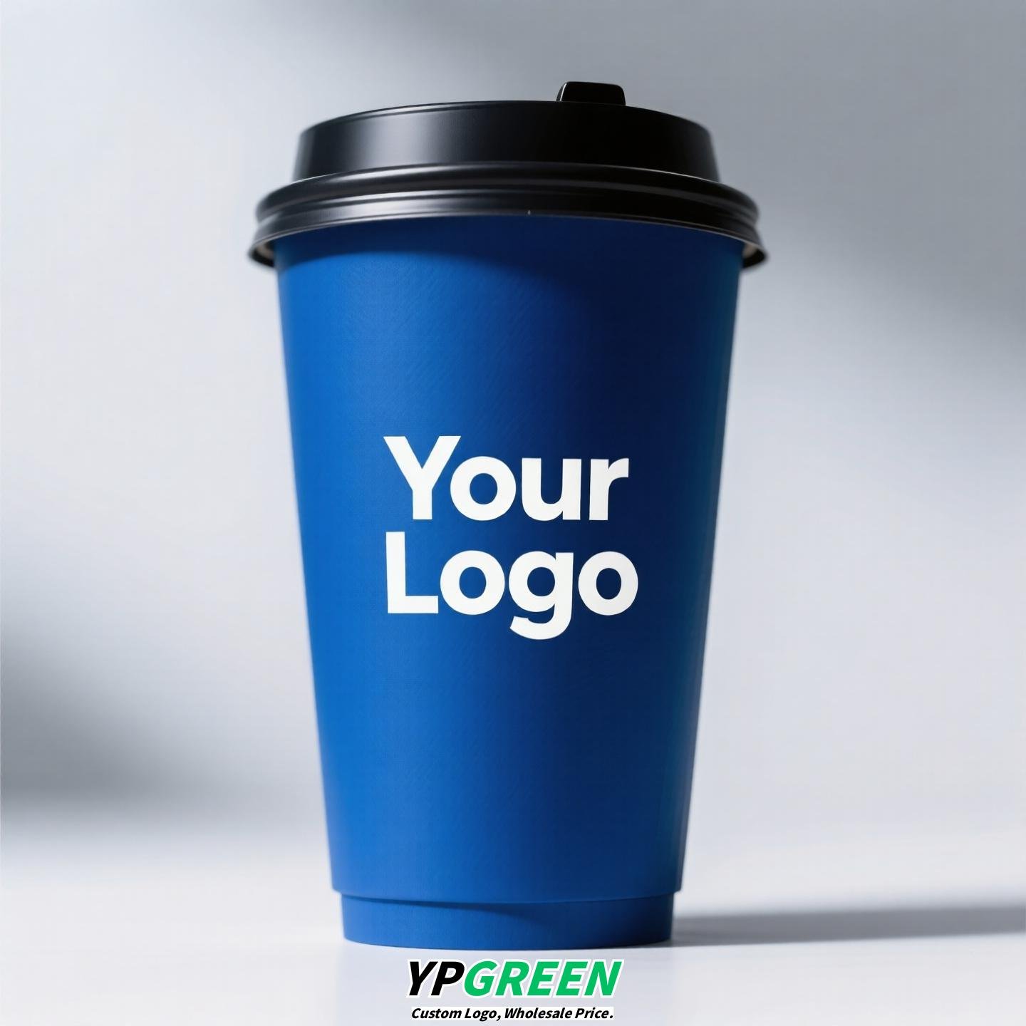 UV-Printed Hollow Paper Cup 9x6x8.5cm | Corrugated Cup Holder + Insulated Bag + PLA Straw