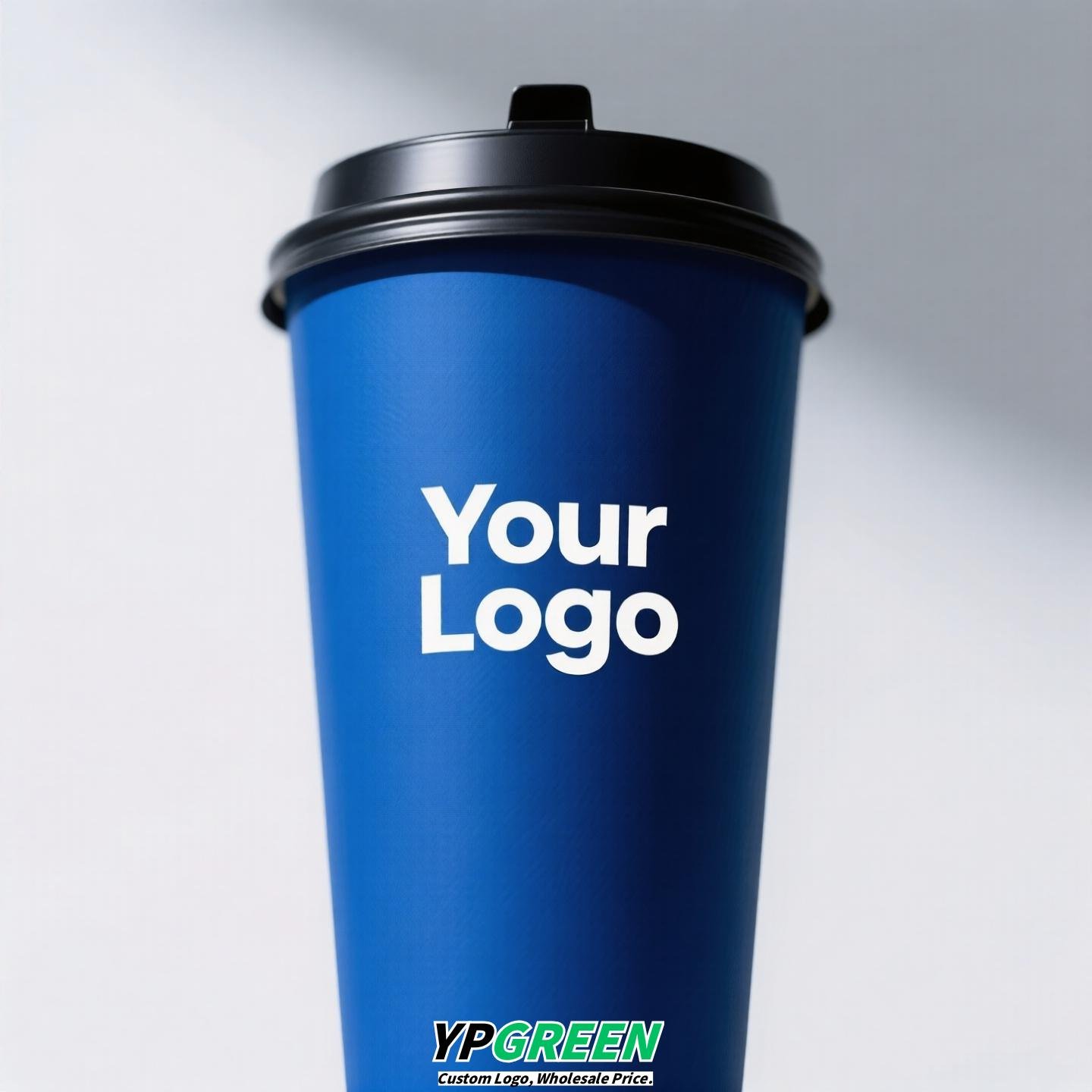 UV-Printed Hollow Paper Cup 9x6x8.5cm | Corrugated Cup Holder + Insulated Bag + PLA Straw