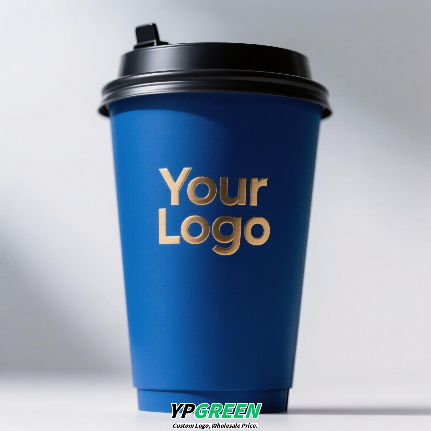 UV-Printed Hollow Paper Cup 9x6x8.5cm | Corrugated Cup Holder + Insulated Bag + PLA Straw