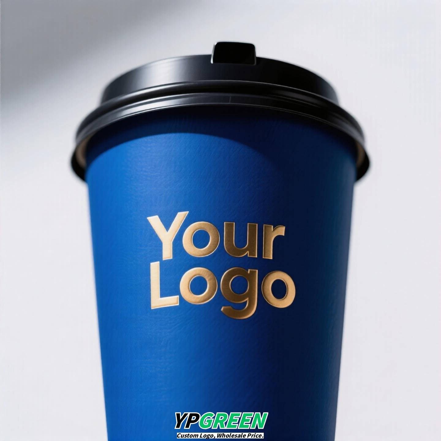 UV-Printed Hollow Paper Cup 9x6x8.5cm | Corrugated Cup Holder + Insulated Bag + PLA Straw