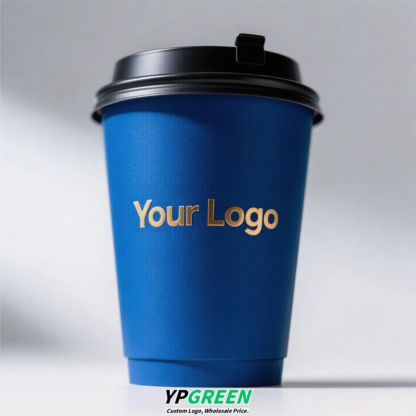 UV-Printed Hollow Paper Cup 9x6x8.5cm | Corrugated Cup Holder + Insulated Bag + PLA Straw