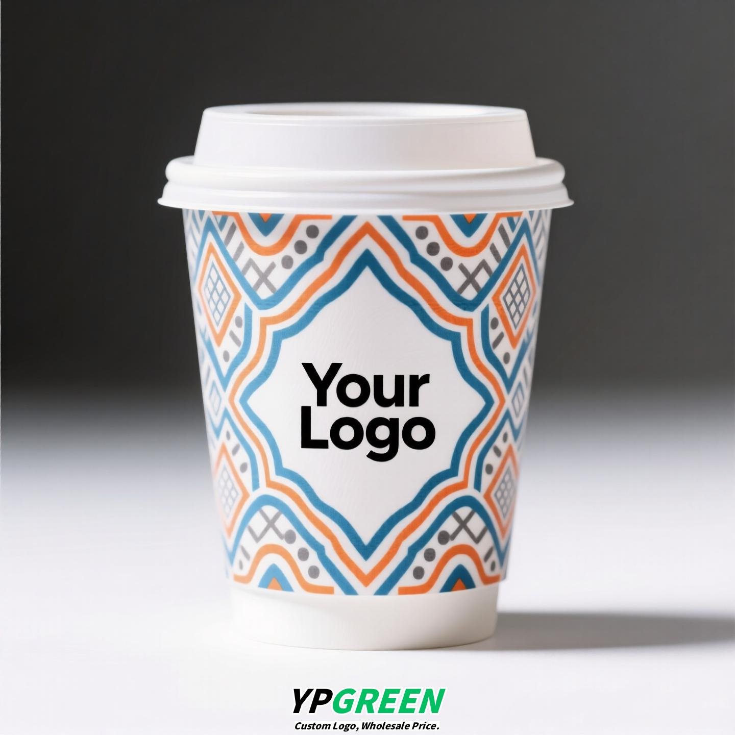 10oz Watercolor Pattern Coffee Paper Cup | 330ml Disposable Hot Drink Cup | 9cm Top Diameter × 6cm Bottom × 9.4cm Height