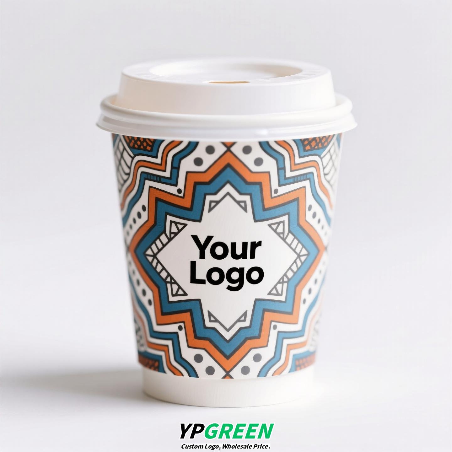 10oz Watercolor Pattern Coffee Paper Cup | 330ml Disposable Hot Drink Cup | 9cm Top Diameter × 6cm Bottom × 9.4cm Height