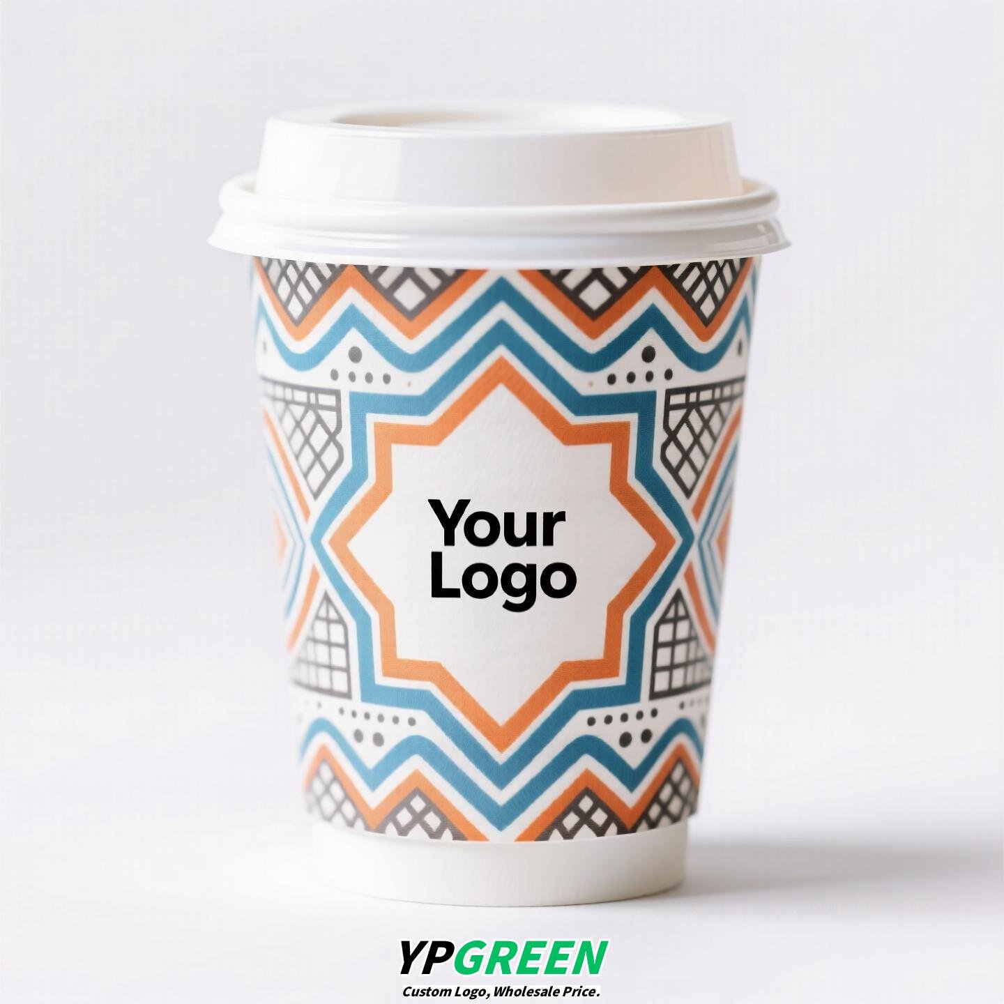10oz Watercolor Pattern Coffee Paper Cup | 330ml Disposable Hot Drink Cup | 9cm Top Diameter × 6cm Bottom × 9.4cm Height