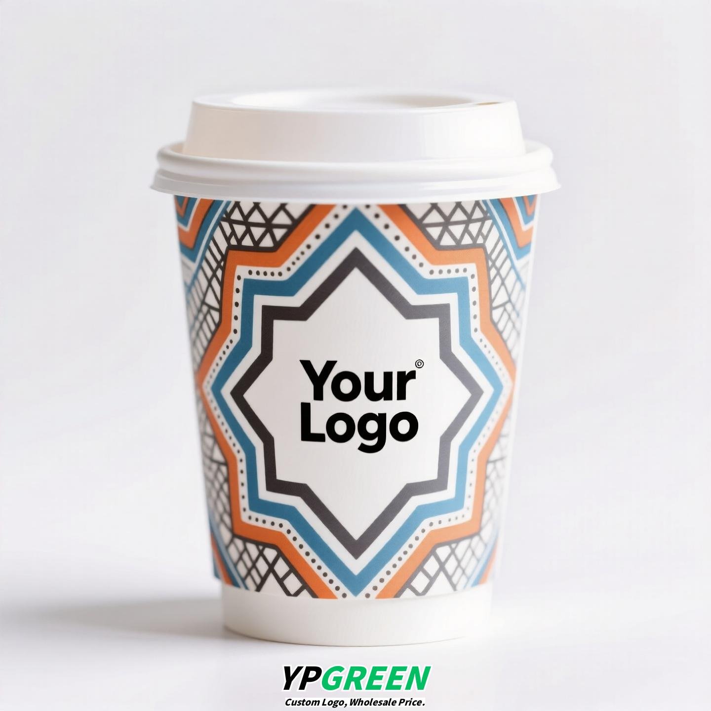 10oz Watercolor Pattern Coffee Paper Cup | 330ml Disposable Hot Drink Cup | 9cm Top Diameter × 6cm Bottom × 9.4cm Height