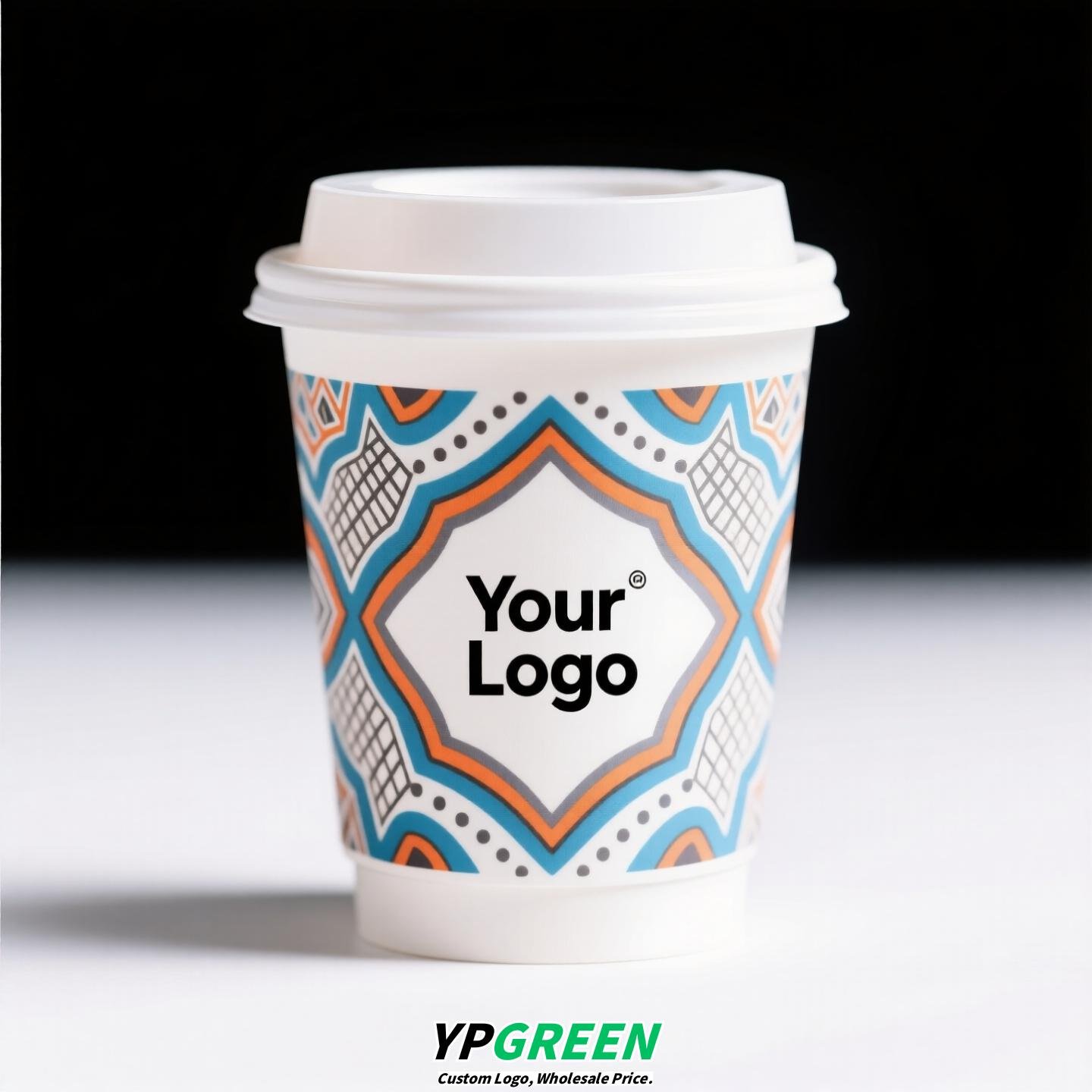 10oz Watercolor Pattern Coffee Paper Cup | 330ml Disposable Hot Drink Cup | 9cm Top Diameter × 6cm Bottom × 9.4cm Height