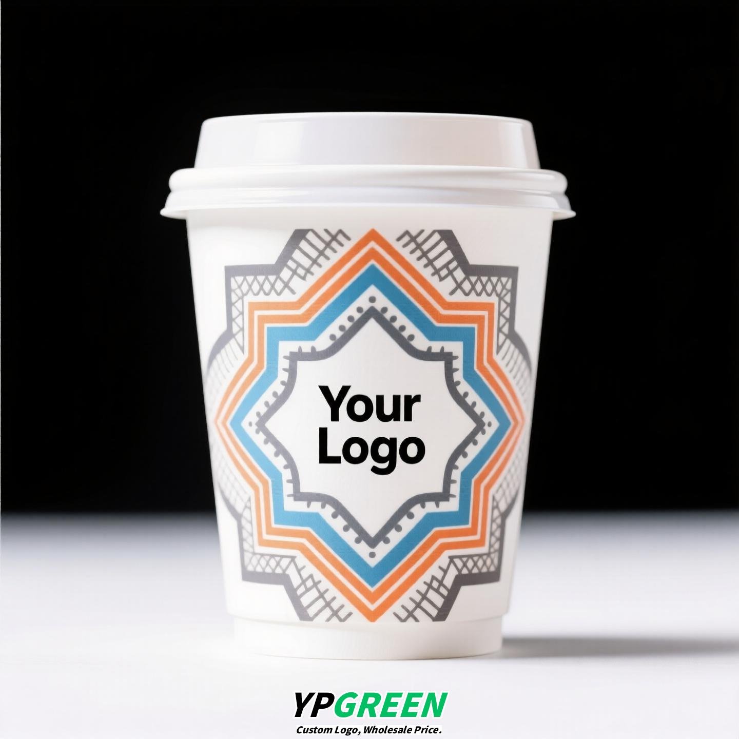10oz Watercolor Pattern Coffee Paper Cup | 330ml Disposable Hot Drink Cup | 9cm Top Diameter × 6cm Bottom × 9.4cm Height