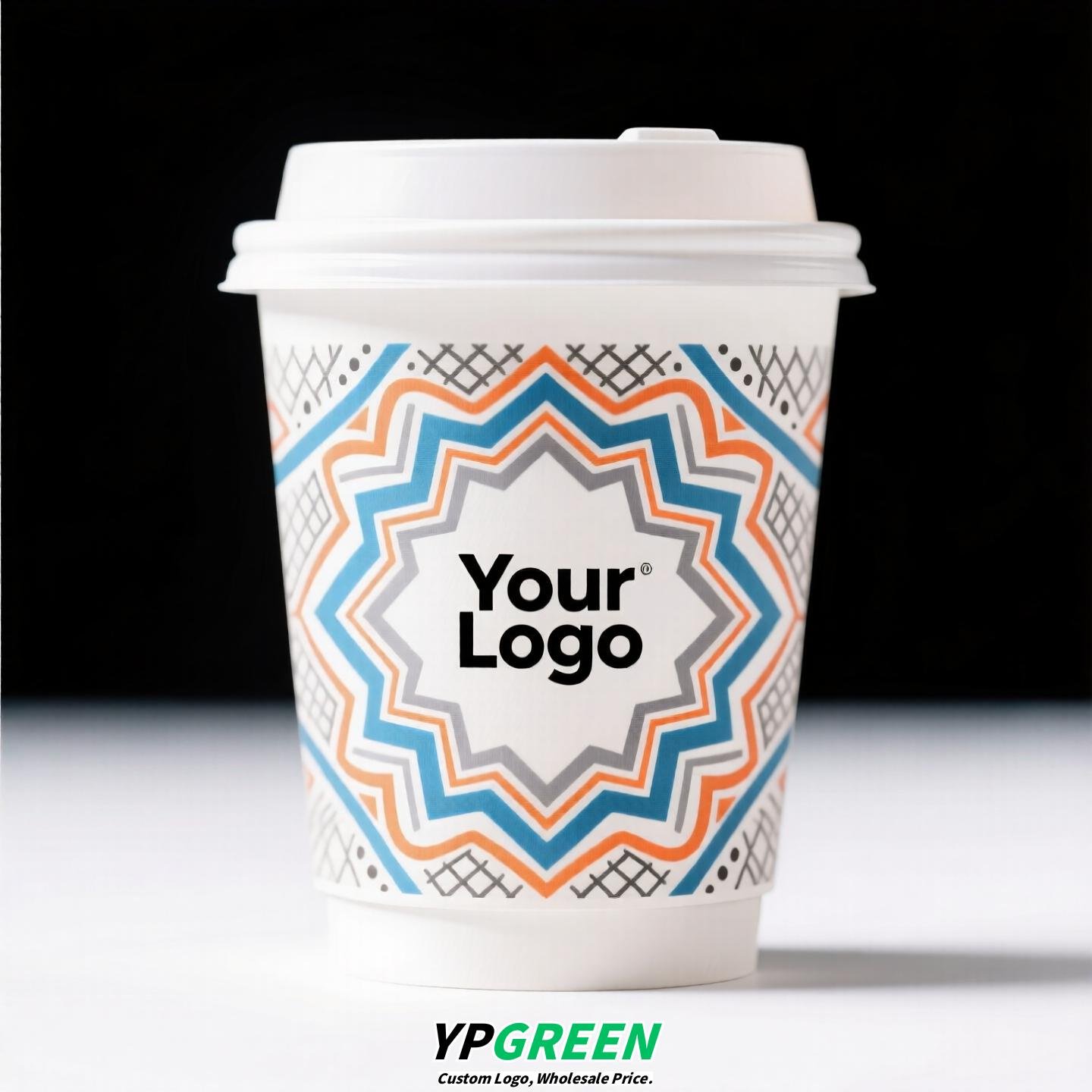 10oz Watercolor Pattern Coffee Paper Cup | 330ml Disposable Hot Drink Cup | 9cm Top Diameter × 6cm Bottom × 9.4cm Height
