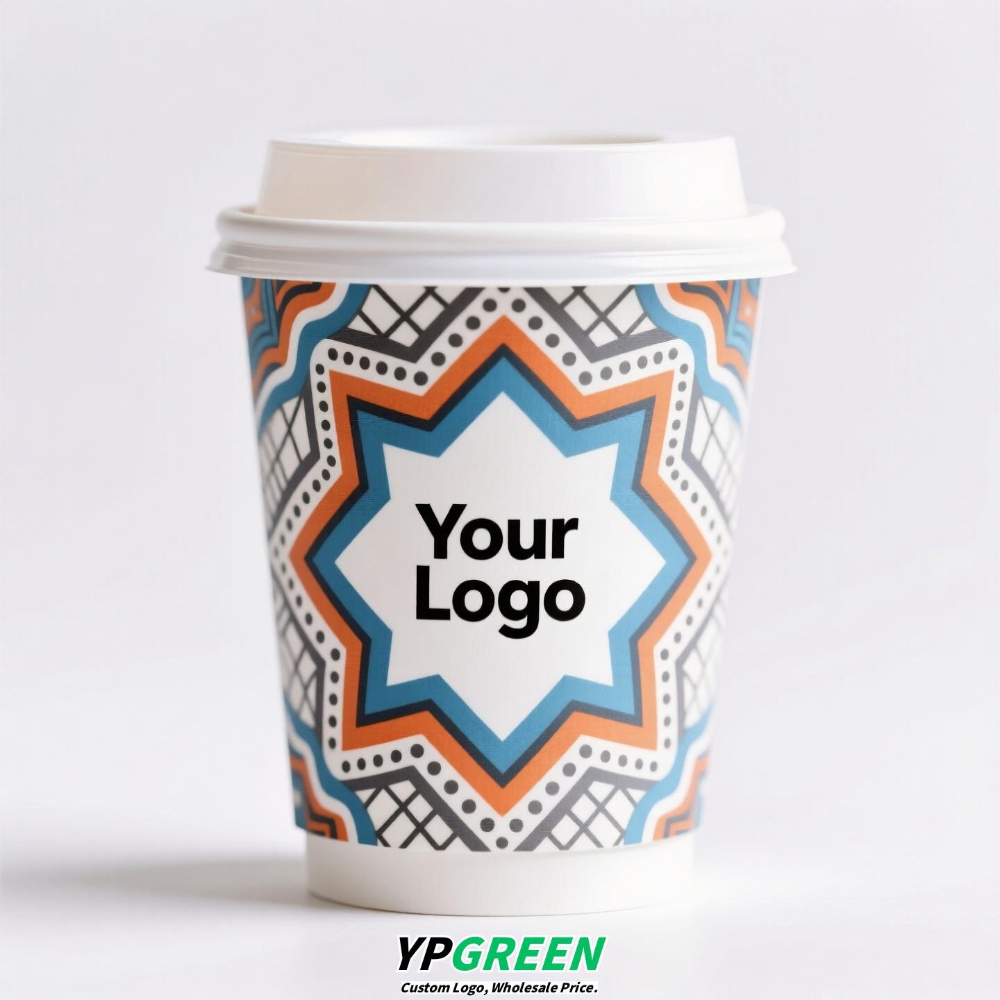 10oz Watercolor Pattern Coffee Paper Cup | 330ml Disposable Hot Drink Cup | 9cm Top Diameter × 6cm Bottom × 9.4cm Height