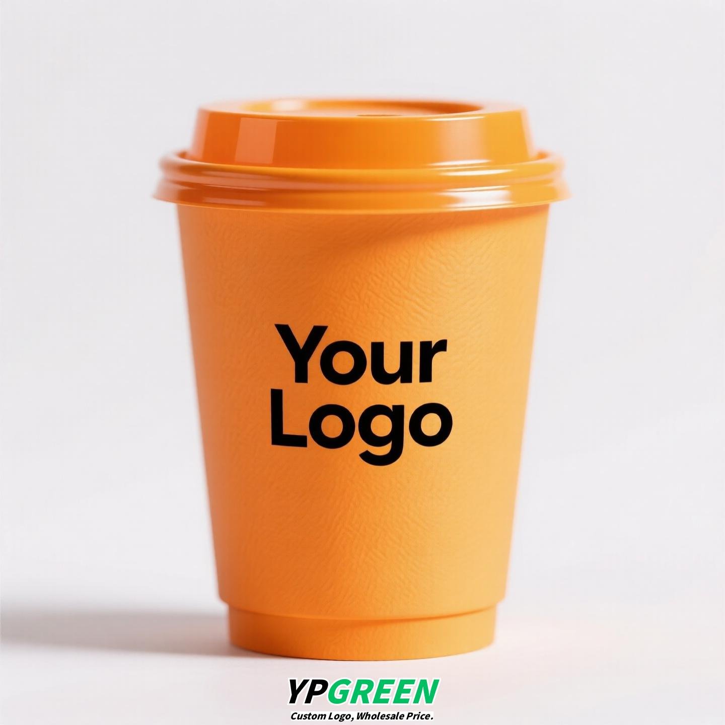Yellow Coffee Paper Cup with Lid | Double Wall Disposable Hot Drink Cup | Anti-Scald Thickened Cup with Custom Printing