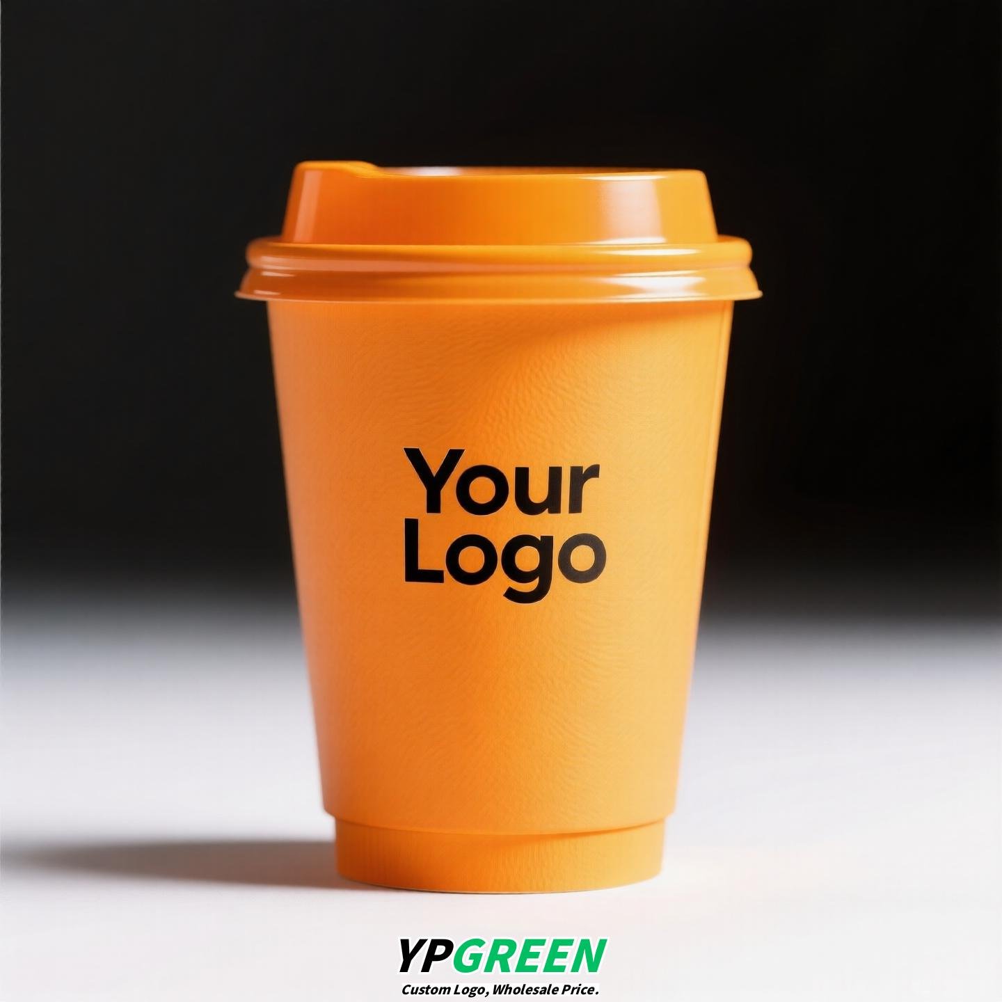 Yellow Coffee Paper Cup with Lid | Double Wall Disposable Hot Drink Cup | Anti-Scald Thickened Cup with Custom Printing