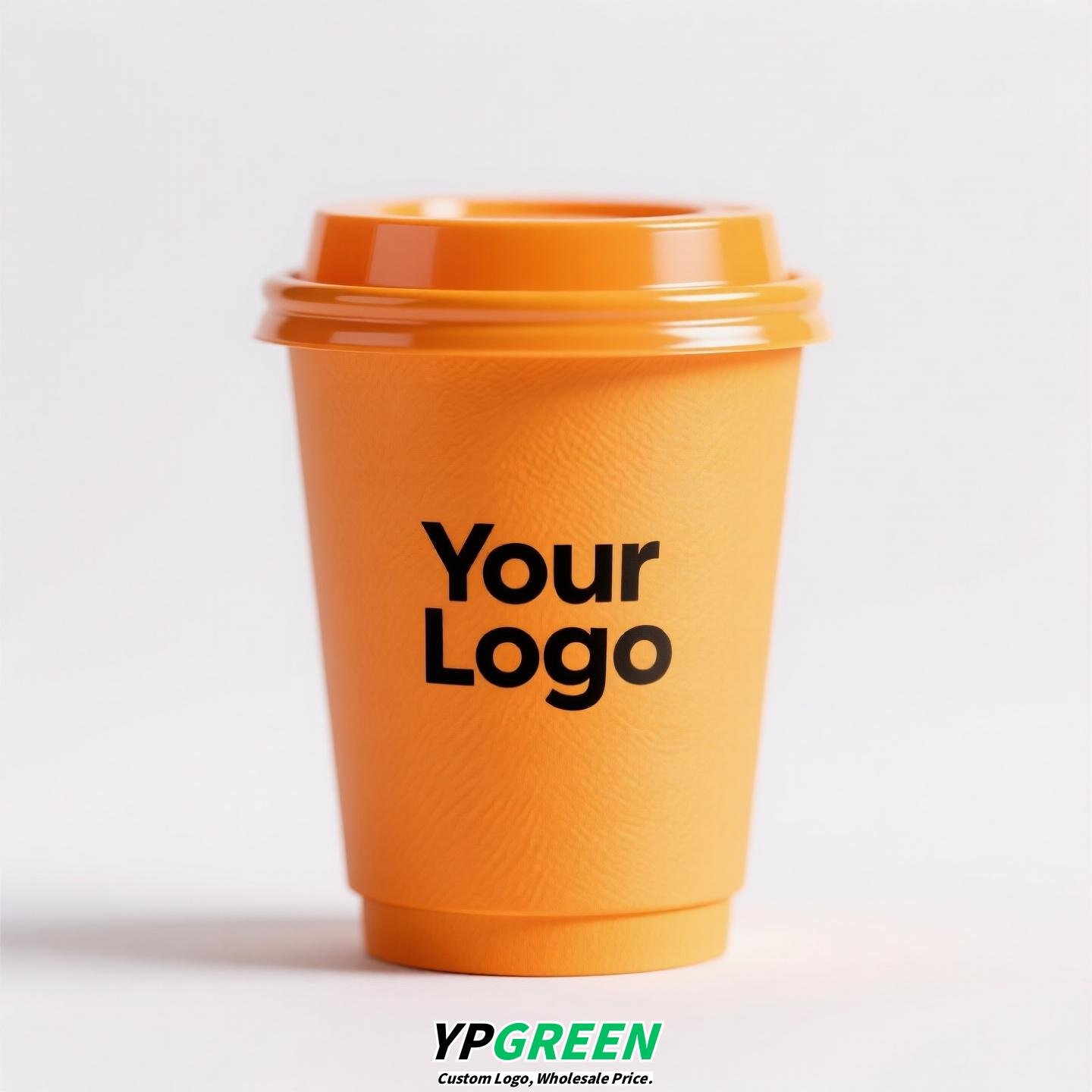 Yellow Coffee Paper Cup with Lid | Double Wall Disposable Hot Drink Cup | Anti-Scald Thickened Cup with Custom Printing