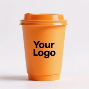 Yellow Coffee Paper Cup with Lid | Double Wall Disposable Hot Drink Cup | Anti-Scald Thickened Cup with Custom Printing