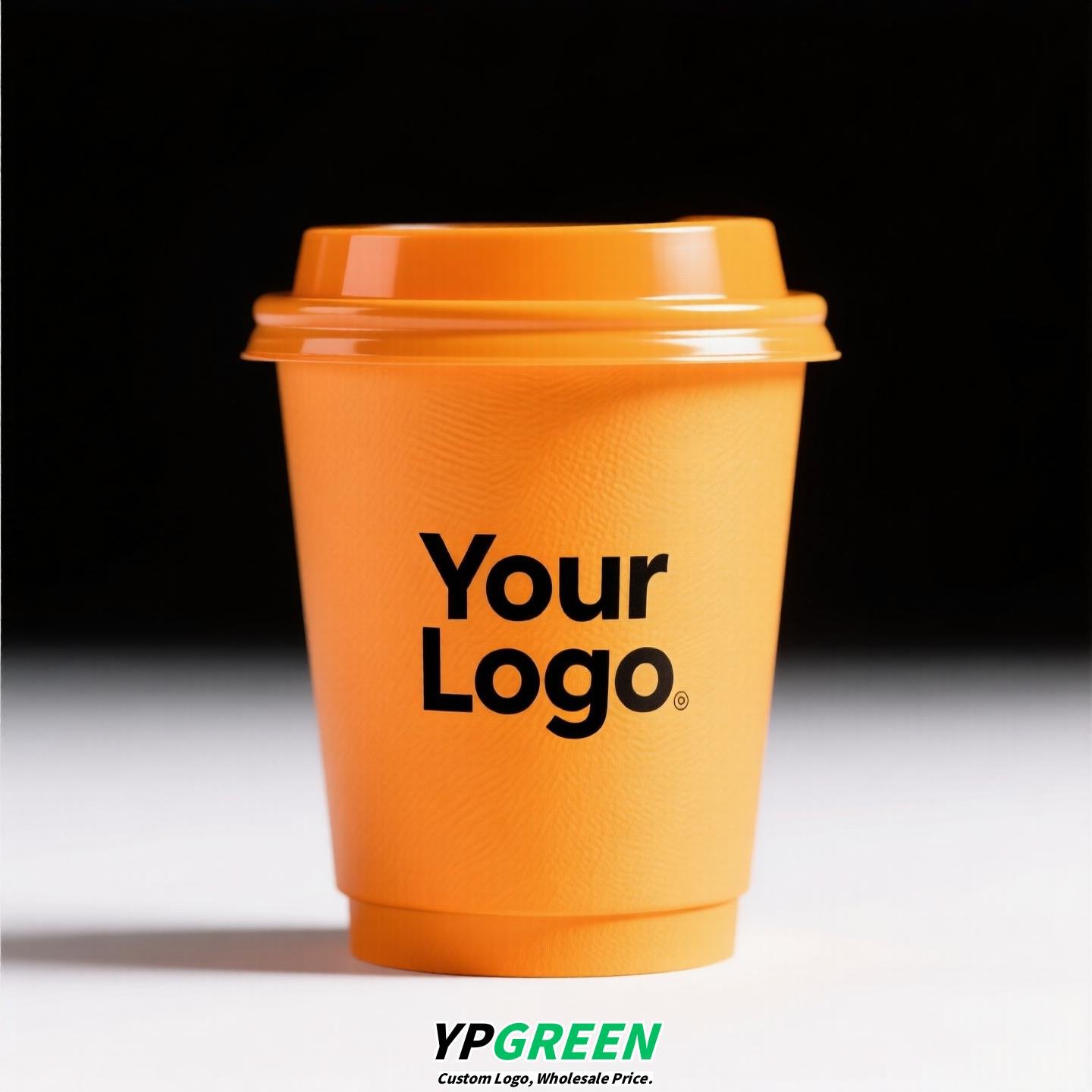 Yellow Coffee Paper Cup with Lid | Double Wall Disposable Hot Drink Cup | Anti-Scald Thickened Cup with Custom Printing
