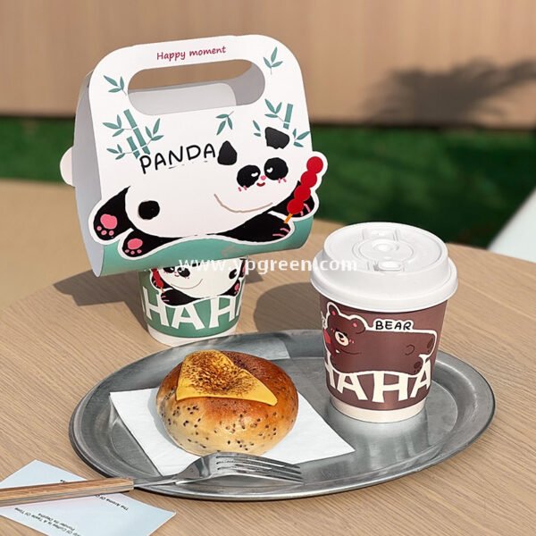 330ml Panda & Bear Hollow Paper Cup | Cute Coffee & Milk Tea Packaging