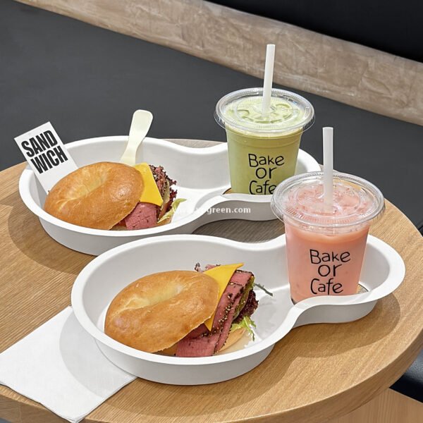 Eco Pulp Brunch Tray for Street Food Burger Coffee Drinks Takeaway Citywalk Lifestyle