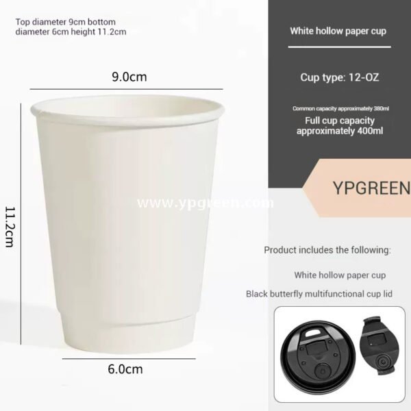 400ml 500ml White Hollow Coffee Cup with Customized Christmas Sleeves – 12oz 16oz Disposable Paper Cup Manufacturer
