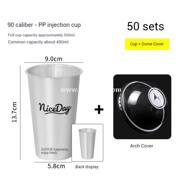 Hot Stamping Silver Cup Sleeve + 90mm PP Cup + Creative White Card Handle Holder