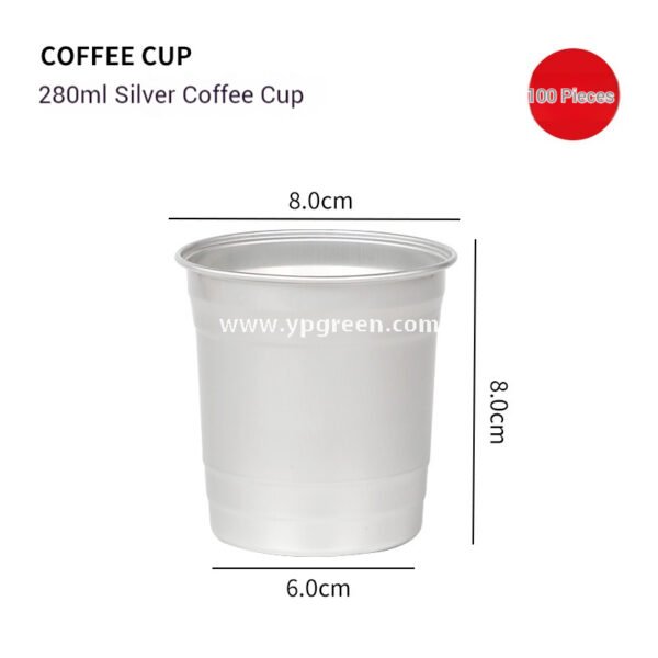 280ml 500ml Silver Brushed Aluminum Coffee Cups – 98x103x72mm Food Grade Lined Hot & Cold Drink Cups Wholesale