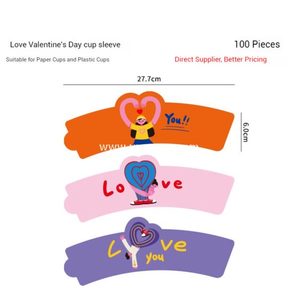 330ml Valentine’s Day Coffee Cup | Food-Grade Paper Cup with Romantic Touch Film & Double Coating