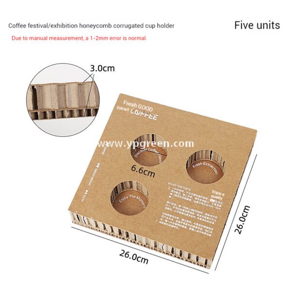 Heart-Shaped Honeycomb Paper Cup Holder | Corrugated Coffee Combo Tray | Disposable Milk Tea & Exhibition Tasting Cup Display with Custom Printing