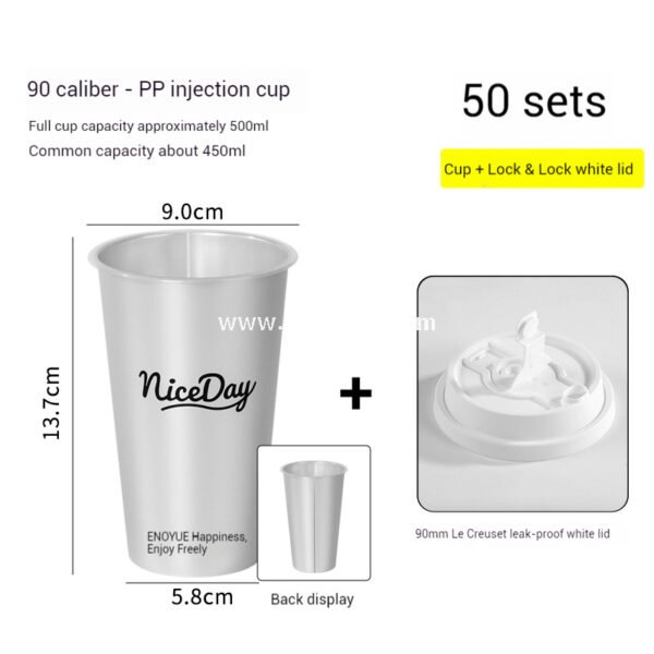 Hot Stamping Silver Cup Sleeve + 90mm PP Cup + Creative White Card Handle Holder