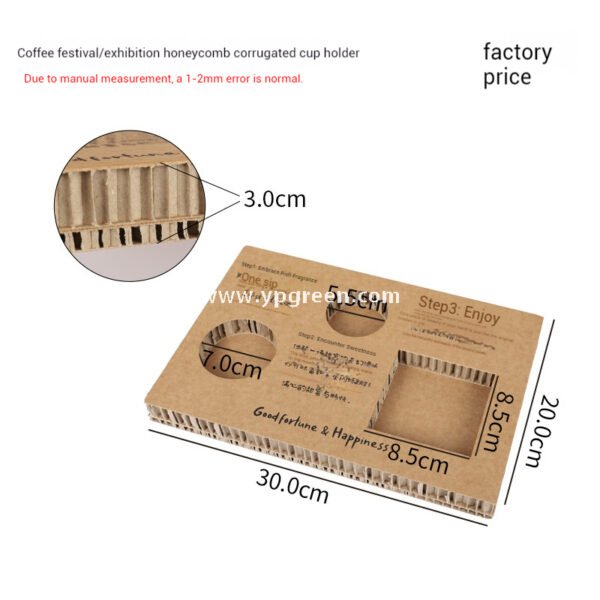 10oz Bamboo Pulp Double-Wall Coffee Cup with Lid | Disposable Paper Cup + Honeycomb Holder + Custom Logo