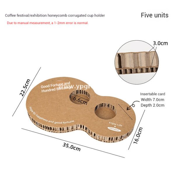 Heart-Shaped Honeycomb Paper Cup Holder | Corrugated Coffee Combo Tray | Disposable Milk Tea & Exhibition Tasting Cup Display with Custom Printing