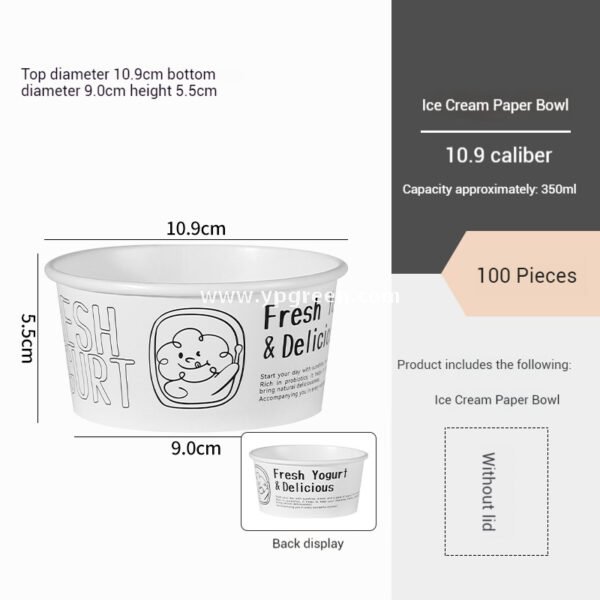 Dual Holder for Yogurt Coffee Packaging 12oz Paper Cup + Ice Cream Bowl Takeaway Set