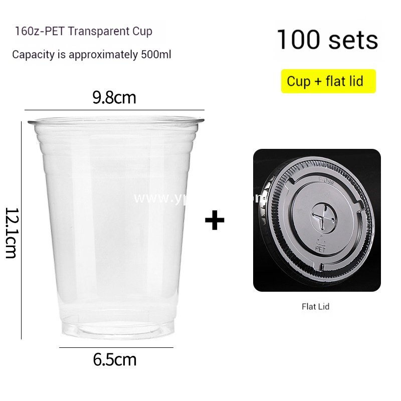 Café Takeout Kit | 12oz PET Clear Drink Cup + Flat Oil-Proof Back-Sealed Food Bag