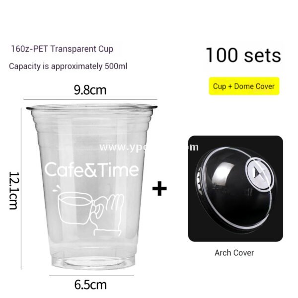 Hot & Cold Drink Cup Set | 330ml Yellow Tactile Paper Cup + 500ml PET Clear Cup