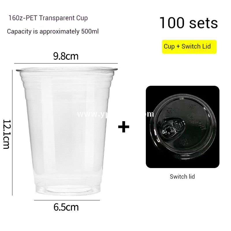 Café Takeout Kit | 12oz PET Clear Drink Cup + Flat Oil-Proof Back-Sealed Food Bag