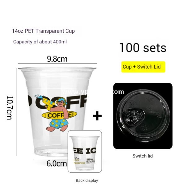 330ml 10oz Blue Surf Cartoon Design Coffee Paper Cup Ripple Bottom Leak-Proof Disposable Cup