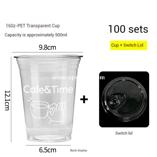 Hot & Cold Drink Cup Set | 330ml Yellow Tactile Paper Cup + 500ml PET Clear Cup