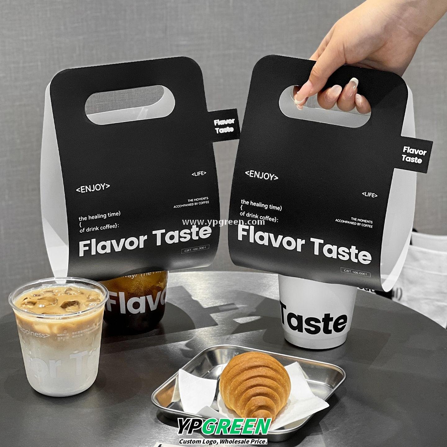 330ml Hot Cold Textured Paper Cup + PET U-Cup + Custom Woven Tote Bag for Coffee & Drinks