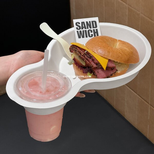 Eco Pulp Brunch Tray for Street Food Burger Coffee Drinks Takeaway Citywalk Lifestyle