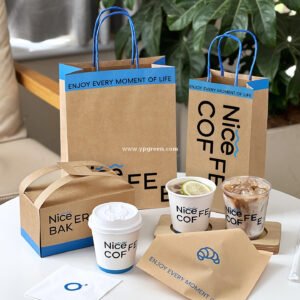 400ml 8oz Double-Laminated Coffee Paper Cup + Original DuPont Handbag + Kraft Paper Box + Laminated Triangle Bag