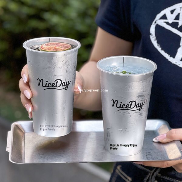 Silver Inner Film PP Injection Cup 500ml | Food-Grade 90mm Beverage Cup