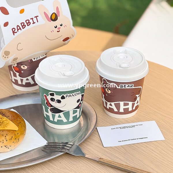 330ml Panda & Bear Hollow Paper Cup | Cute Coffee & Milk Tea Packaging