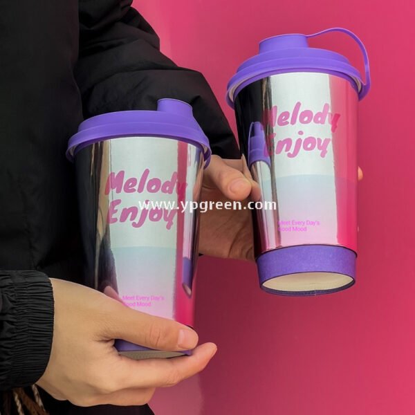 500ml 16oz Purple Silver Card Paper Cups – 9x6x13.3cm Disposable Coffee & Tea Cups Manufacturer