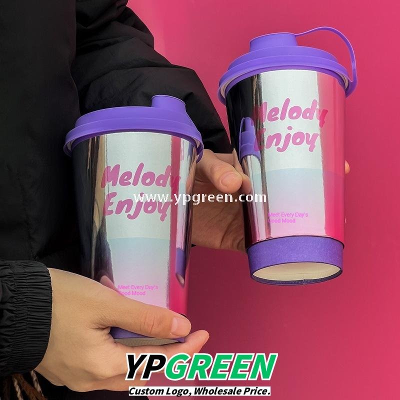 500ml 16oz Purple Silver Card Paper Cups – 9x6x13.3cm Disposable Coffee & Tea Cups Manufacturer