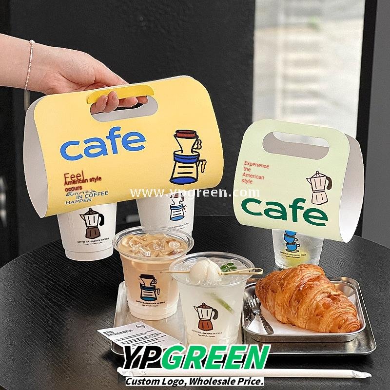 12oz PET Clear Cup + White Utensils Coffee Paper Cup | Flat Oil-Proof Back-Sealed Bag & Single/Double Cup Carrier